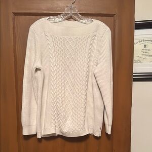 Tommy Hilfiger White Cable Knit Crew Neck Sweater